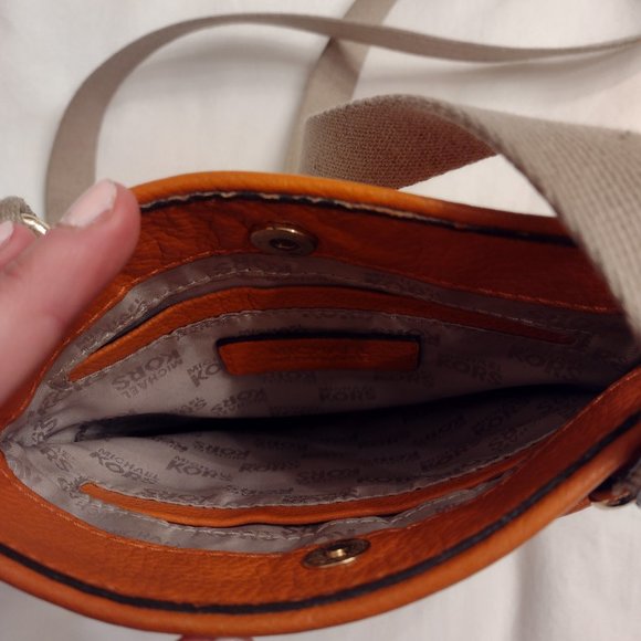 MICHAEL Michael Kors Orange Logo Leather Crossbody - Picture 5 of 12